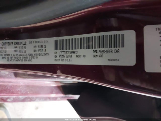 Продажа на аукционе авто 2015 Chrysler 200 Limited, vin: 1C3CCCAB7FN526812, номер лота: 44512769