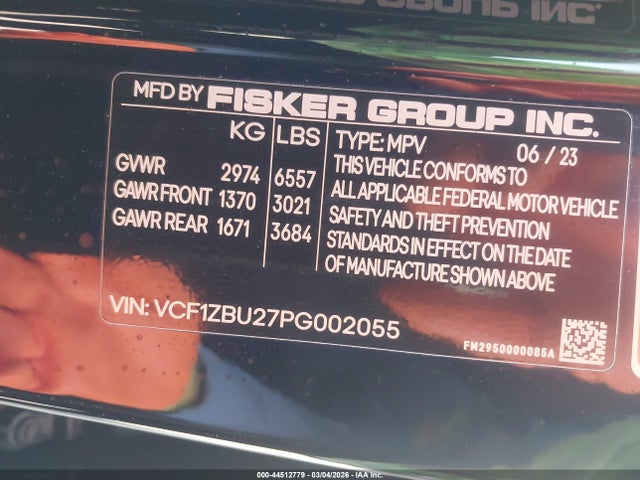 Fisker Ocean One 2023 VCF1ZBU27PG002055 Image 9