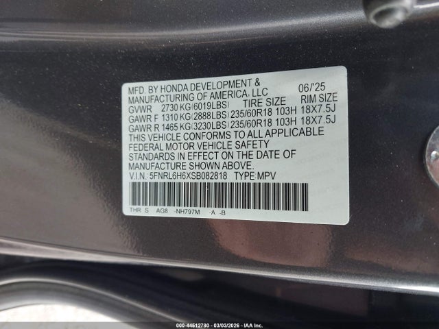 5FNRL6H6XSB082818 Honda Odyssey Ex-l