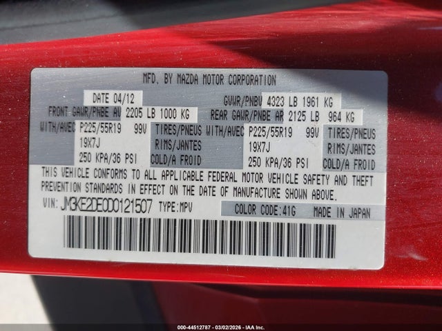 Aukcja sprzedaży 2013 Mazda Cx-5 Grand Touring, vin: JM3KE2DE0D0121507, numer aukcji: 44512787