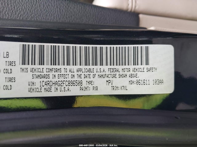 Aukcja sprzedaży 2015 Dodge Durango Sxt, vin: 1C4RDHAG2FC896508, numer aukcji: 44512800