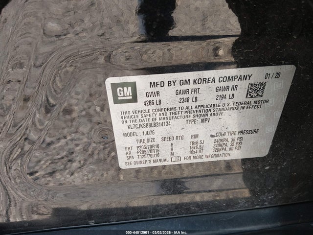 2020 CHEVROLET TRAX KL7CJKSB8LB314134 Photo 8