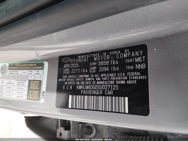 2025 Hyundai Elantra Sel Sport მანქანა იყიდება აუქციონზე, vin: KMHLM4DG0SU027125, აუქციონის ნომერი: 44512935