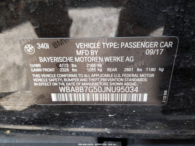 Продажа на аукционе авто 2018 Bmw 340i Xdrive, vin: WBA8B7G50JNU95034, номер лота: 44512936