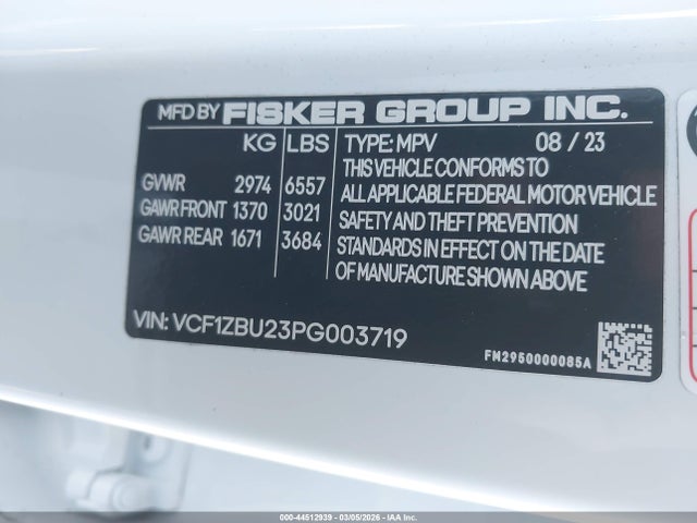 Fisker Ocean One 2023 VCF1ZBU23PG003719 Image 9
