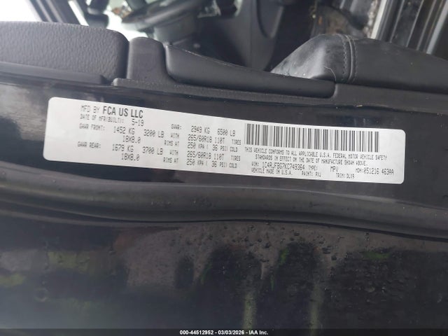 44512952 :رقم المزاد ، 1C4RJFBG7KC749364 vin ، 2019 Jeep Grand Cherokee Limited 4x4 مزاد بيع