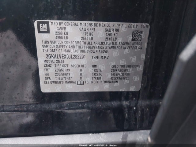 44513003 :رقم المزاد ، 3GKALVEX9JL282291 vin ، 2018 Gmc Terrain Slt مزاد بيع