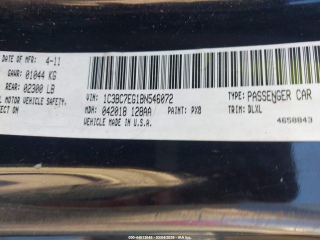 Aukcja sprzedaży 2011 Chrysler 200 Limited, vin: 1C3BC7EG1BN546072, numer aukcji: 44513048