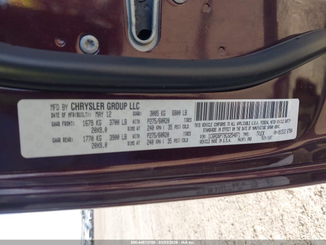 Продаж на аукціоні авто 2012 Ram 1500 Laramie Longhorn/limited Edition, vin: 1C6RD6PT9CS254871, номер лоту: 44513108