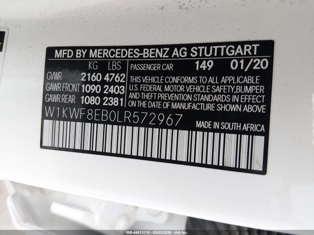 2020 MERCEDES-BENZ C 300 W1KWF8EB0LR572967 Photo 8