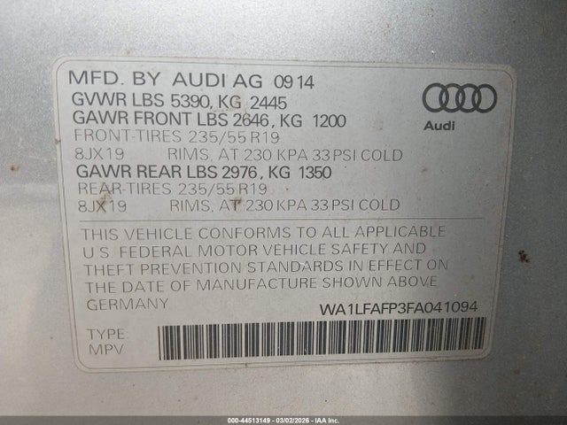 2015 AUDI Q5 WA1LFAFP3FA041094 Photo 8