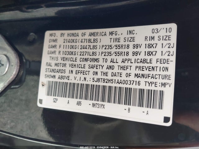 2010 ACURA RDX 5J8TB2H51AA003716 Photo 8