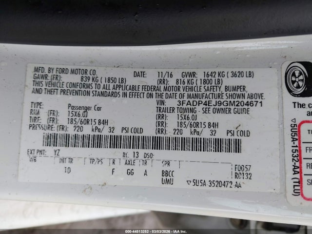 Ford FIESTA SE 2016 3FADP4EJ9GM204671 Image 9