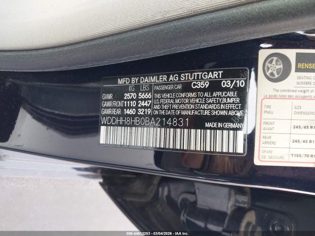 2011 Mercedes-benz E 350 4matic მანქანა იყიდება აუქციონზე, vin: WDDHH8HB0BA214831, აუქციონის ნომერი: 44513253