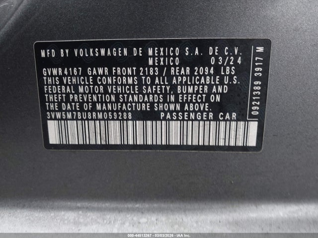 Продаж на аукціоні авто 2024 Volkswagen Jetta 1.5t S, vin: 3VW5M7BU8RM059288, номер лоту: 44513267