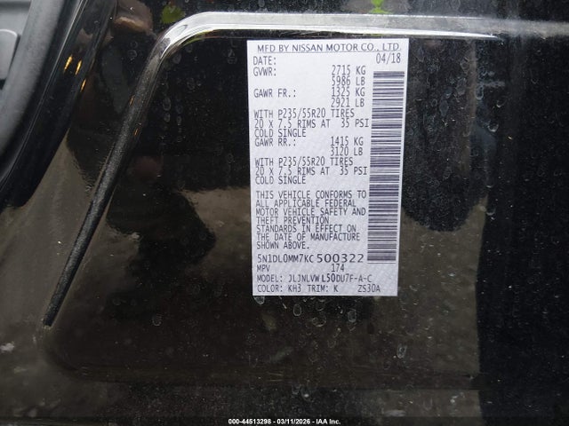 Продаж на аукціоні авто 2019 Infiniti Qx60 Luxe, vin: 5N1DL0MM7KC500322, номер лоту: 44513298