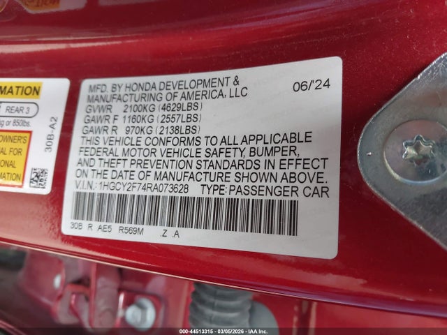 2024 HONDA ACCORD HYBRID 1HGCY2F74RA073628 Photo 8