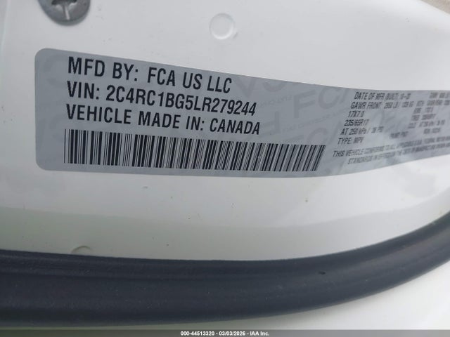 Продажа на аукционе авто 2020 Chrysler Pacifica Touring L, vin: 2C4RC1BG5LR279244, номер лота: 44513320