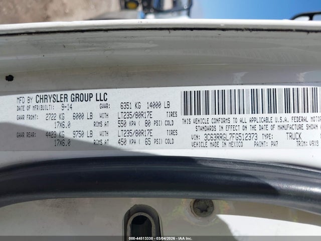 2015 Ram 3500 Tradesman მანქანა იყიდება აუქციონზე, vin: 3C63RRGL7FG512373, აუქციონის ნომერი: 44513330