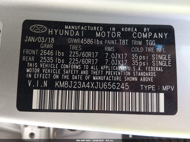 Hyundai TUCSON SE 2018 KM8J23A4XJU656245 Image 9