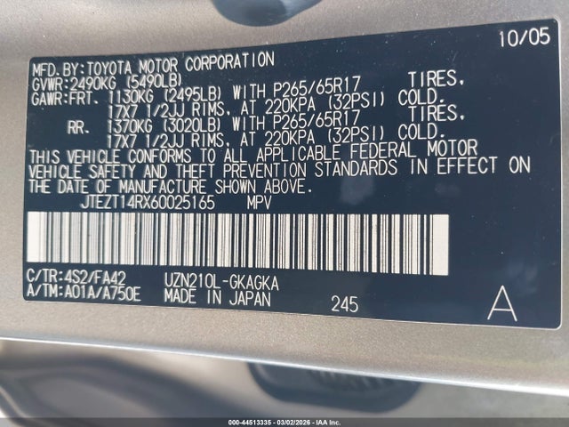 2006 TOYOTA 4RUNNER JTEZT14RX60025165 Photo 8