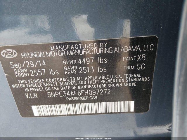 Hyundai Sonata Sport 2015 5NPE34AF6FH097272 Image 9