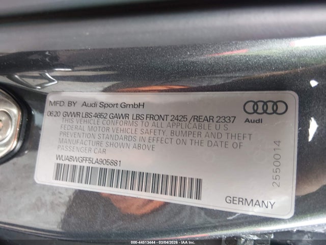 2020 AUDI RS 3 WUABWGFF5LA905881 Photo 8