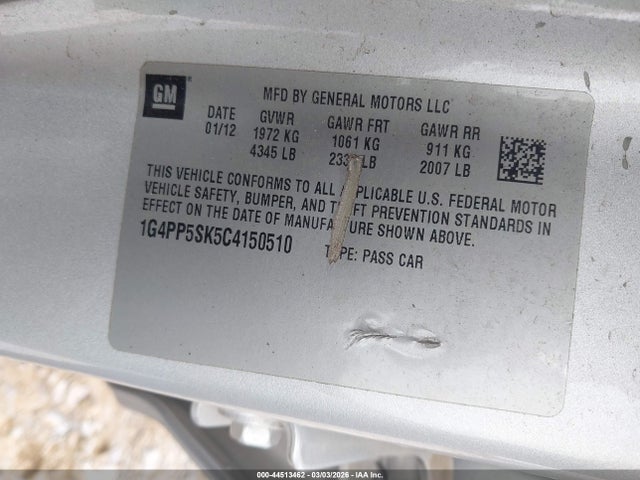 Продажа на аукционе авто 2012 Buick Verano, vin: 1G4PP5SK5C4150510, номер лота: 44513462
