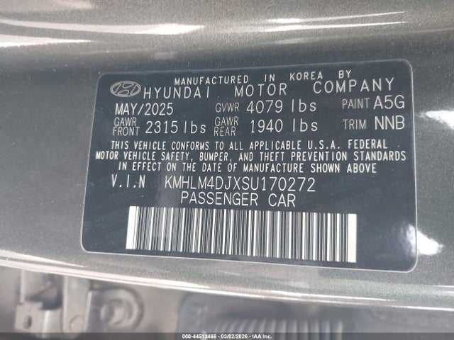KMHLM4DJXSU170272 Hyundai Elantra Hybrid Blue
