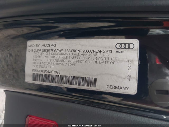 Продаж на аукціоні авто 2019 Audi A7 55 Premium, vin: WAUV2AF2XKN037025, номер лоту: 44513470
