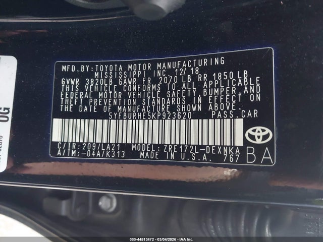 Toyota Corolla Xle 2019 5YFBURHE5KP923620 Image 9