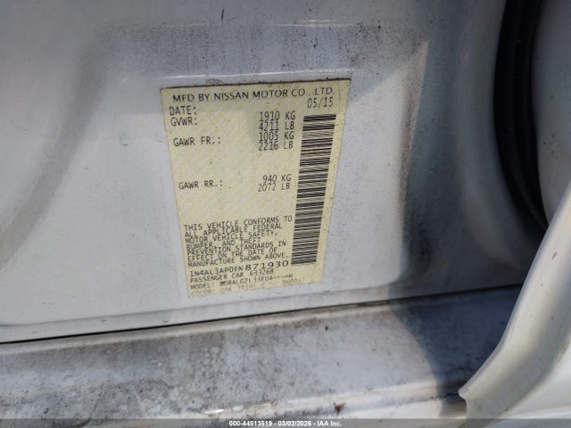 1N4AL3AP0FN871930 Nissan Altima 2.5 S
