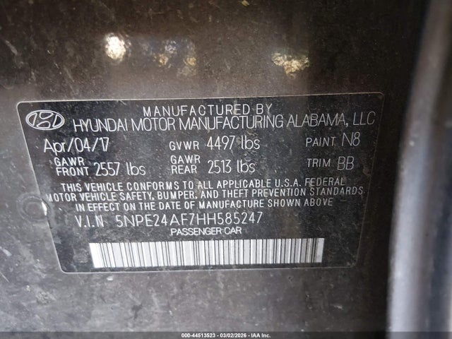 5NPE24AF7HH585247 Hyundai Sonata