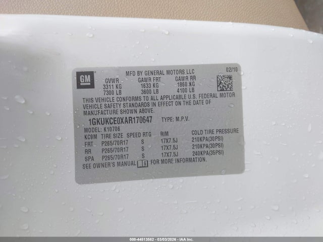 Продажа на аукционе авто 2010 Gmc Yukon Slt, vin: 1GKUKCE0XAR170647, номер лота: 44513582
