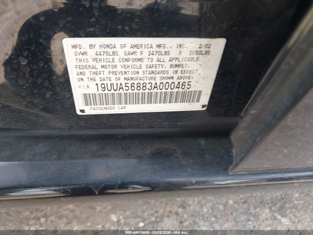 Aukcja sprzedaży 2003 Acura Tl 3.2 Type S, vin: 19UUA56883A000465, numer aukcji: 44513609