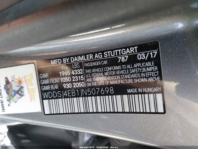 44513675 :رقم المزاد ، WDDSJ4EB1JN507698 vin ، 2018 Mercedes-benz Cla 250 مزاد بيع