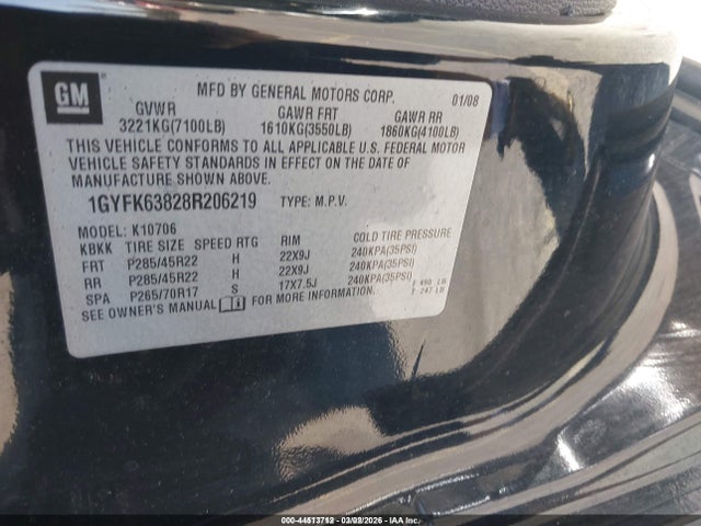 Продажа на аукционе авто 2008 Cadillac Escalade Standard, vin: 1GYFK63828R206219, номер лота: 44513712