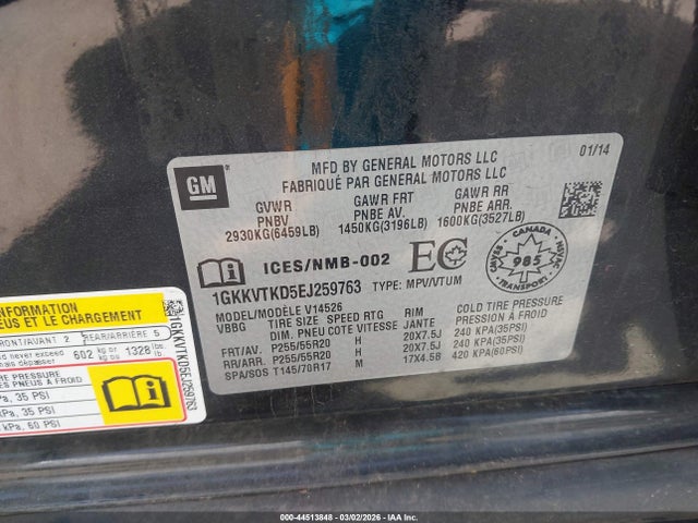1GKKVTKD5EJ259763 GMC Acadia Denali