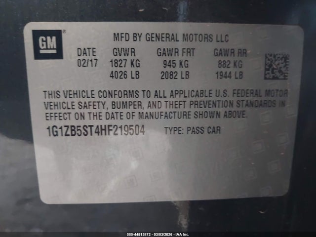 Chevrolet MALIBU LS 2017 1G1ZB5ST4HF219504 Image 9