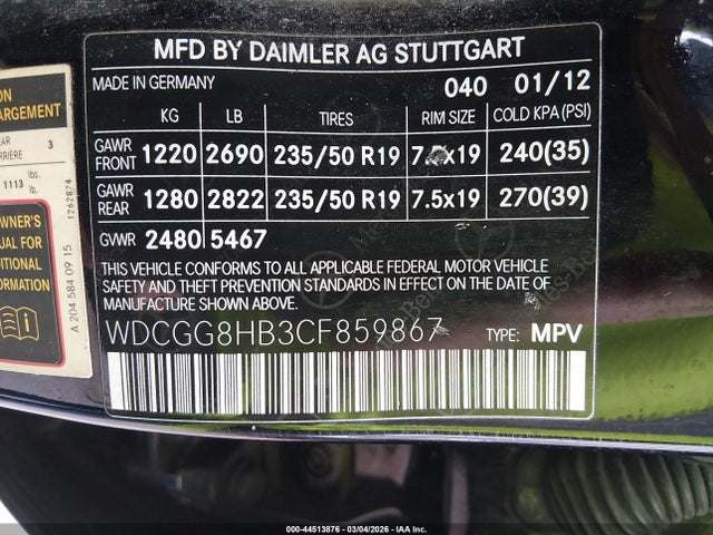 Aukcja sprzedaży 2012 Mercedes-benz Glk 350 4matic, vin: WDCGG8HB3CF859867, numer aukcji: 44513876