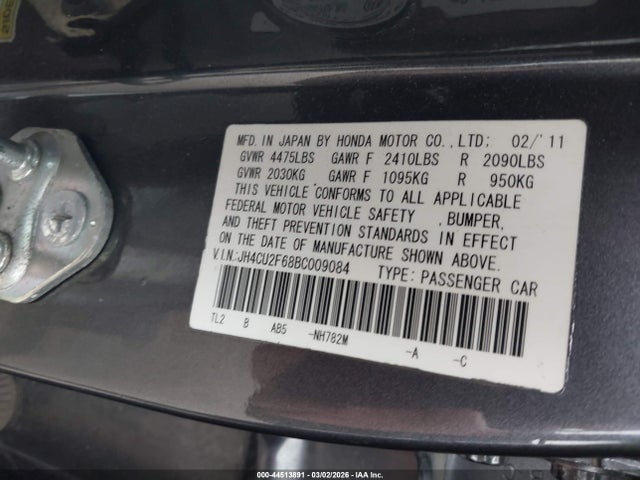 Aukcja sprzedaży 2011 Acura Tsx 2.4, vin: JH4CU2F68BC009084, numer aukcji: 44513891