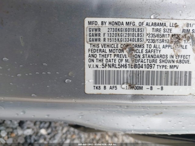 2011 HONDA ODYSSEY 5FNRL5H61BB041097 Photo 8