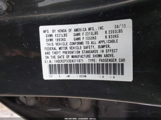 Aukcja sprzedaży 2014 Honda Accord Sport, vin: 1HGCR2F53EA011871, numer aukcji: 44513958
