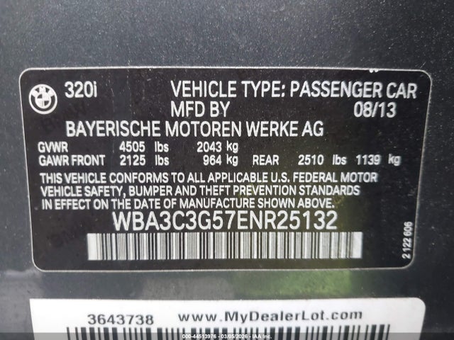 44513976 :رقم المزاد ، WBA3C3G57ENR25132 vin ، 2014 Bmw 320i Xdrive مزاد بيع