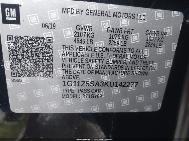 1G11Z5SA3KU142277 Chevrolet IMPALA LT