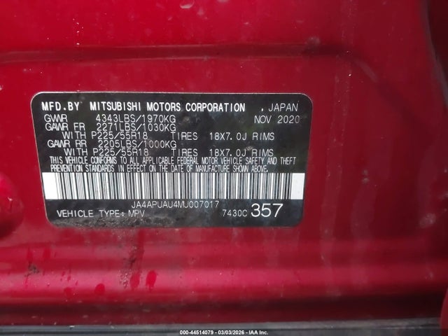 2021 MITSUBISHI OUTLANDER SPORT JA4APUAU4MU007017 Photo 8