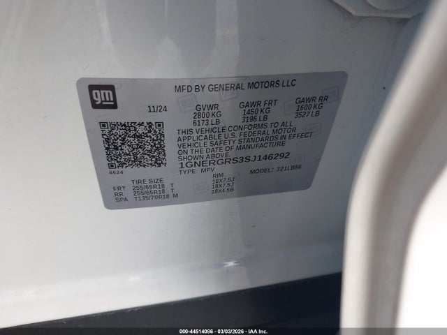 Продаж на аукціоні авто 2025 Chevrolet Traverse Fwd Lt, vin: 1GNERGRS3SJ146292, номер лоту: 44514086