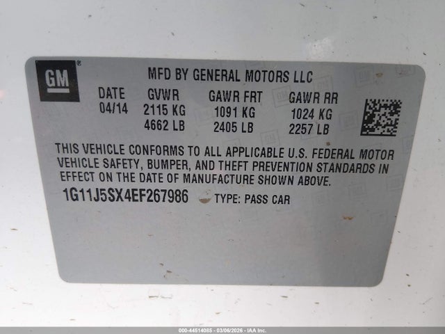 1G11J5SX4EF267986 Chevrolet Malibu 2lz