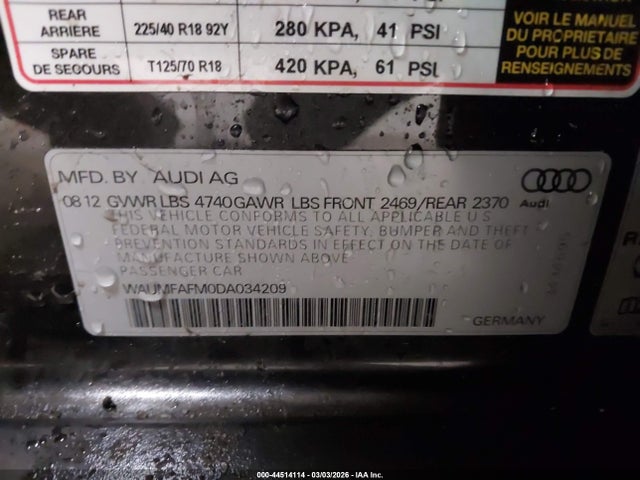 Продажа на аукционе авто 2013 Audi A3 2.0t Premium, vin: WAUMFAFM0DA034209, номер лота: 44514114