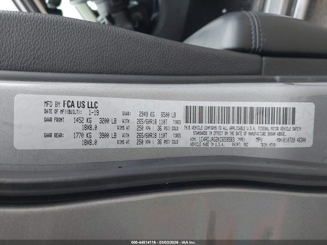 Aukcja sprzedaży 2019 Dodge Durango Sxt Awd, vin: 1C4RDJAG2KC659583, numer aukcji: 44514116